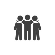 Three Friend Standing Vector Icon. Brotherhood Filled Flat Sign For Mobile Concept And Web Design. People Friendship Glyph Icon. Symbol, Logo Illustration. Vector Graphics