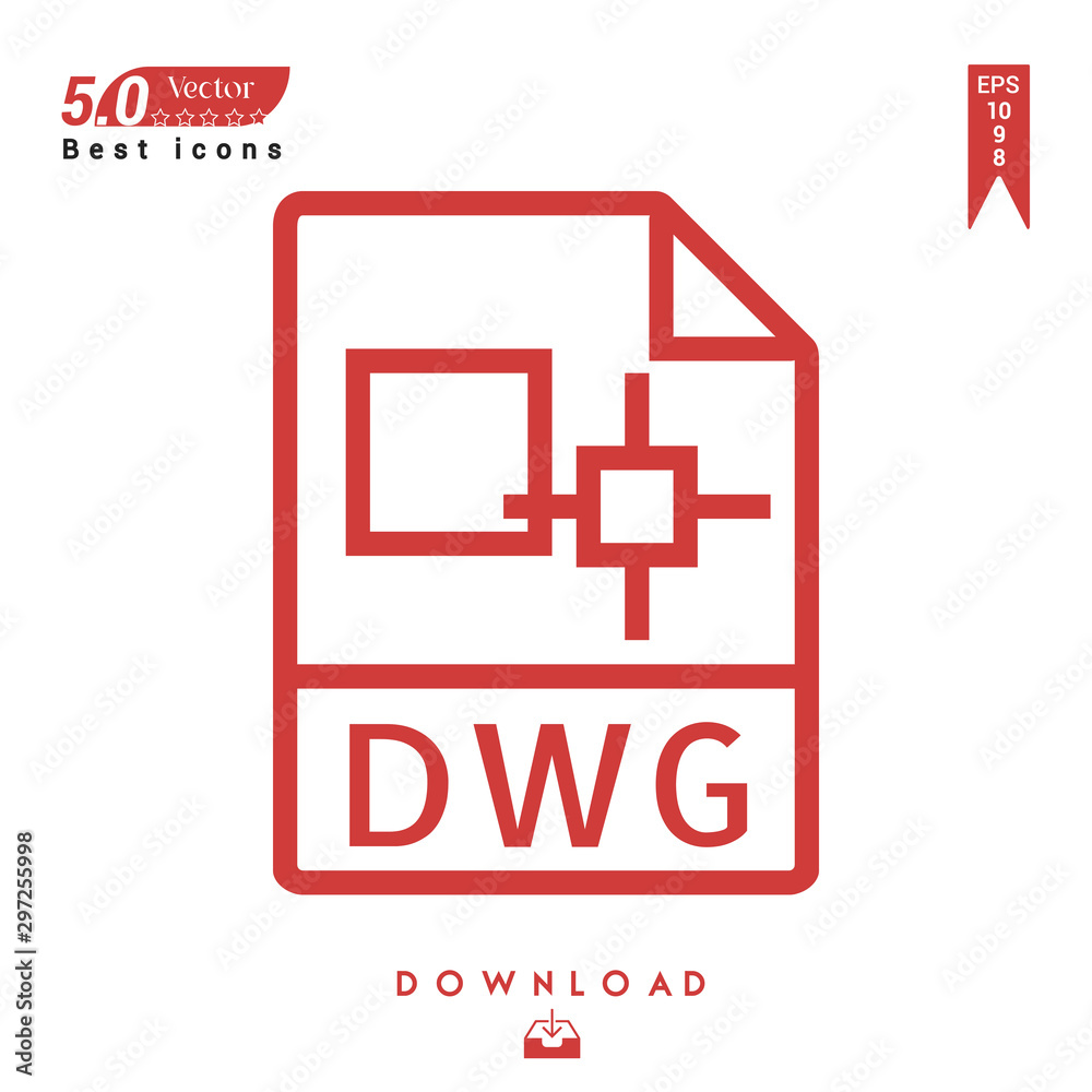 Outline dwg file-type icon vector isolated on white background. Graphic ...