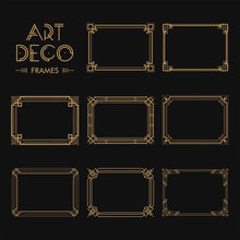 Set Of Art Deco Borders And Frames. Creative Template In Style Of 1920s For Your Design. Vector Illustration. EPS 10