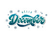 hello december hand lettering quote for posters, banners, prints, etc.