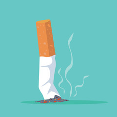 Cigarette butt Flat illustration vector