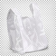Plastic bag of white transparent color standing on the surface. Vector 3d realistic illustration isolated on white background.