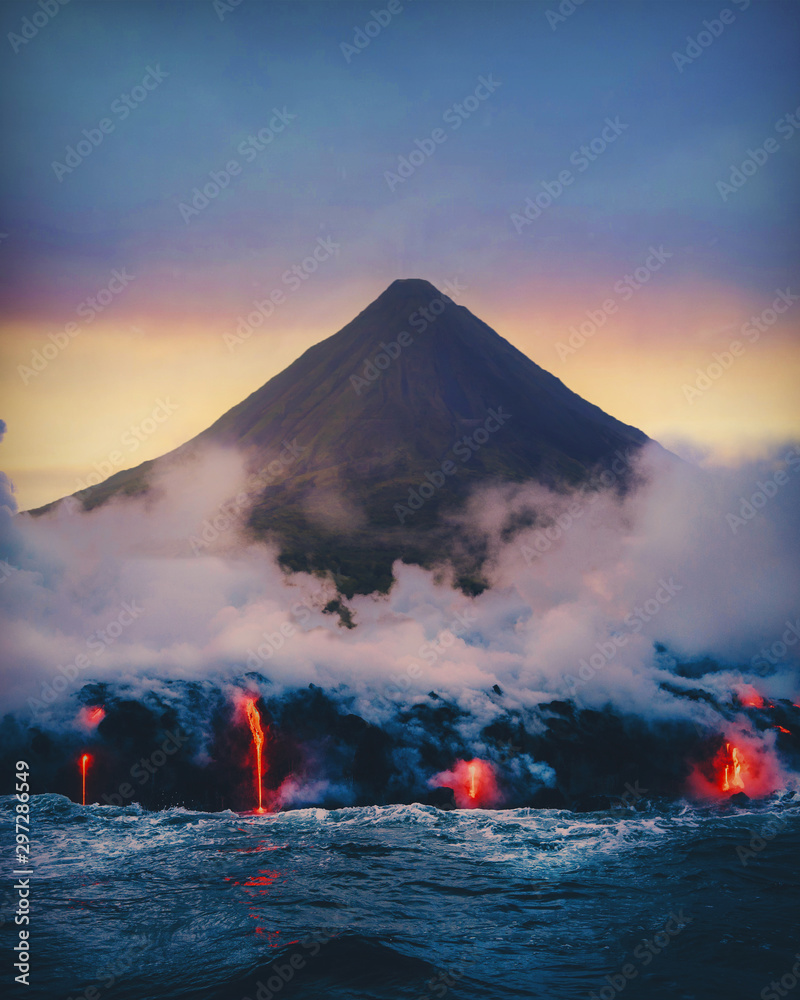eruption of volcano - obrazy, fototapety, plakaty 