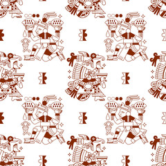 Wall Mural - Aztec cacao seamless pattern design.