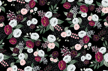 Vector illustration of a seamless floral pattern in spring for Wedding, anniversary, birthday and party. Design for banner, poster, card, invitation and scrapbook 