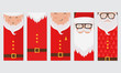 © darijashka - Vector Merry Christmas and Happy New Year greeting card set with cute santa claus