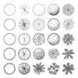 © JJ Chamon - Set of free hand drawn doodle Plan view tree for landscape  plan