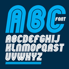 Poster - set of vector rounded bold capital alphabet letters made with white lines, can be used in poster cre