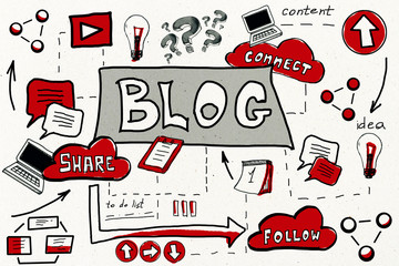 Aufkleber - blog and success concept