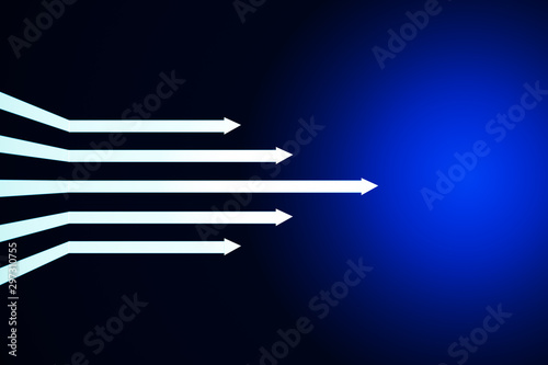 Digital arrows on blue background