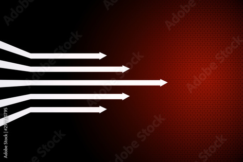 Digital arrows on red background