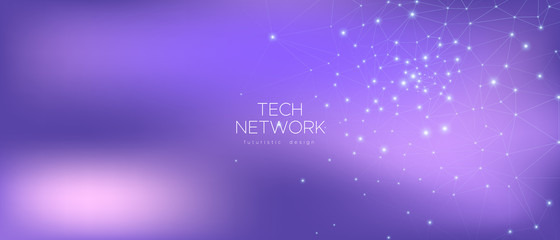Wall Mural - high big data banner. violet science tech