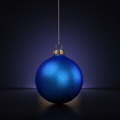 Wall Mural - 3D Rendering Blue Christmas Ball