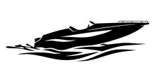 Speed Boat Abstract, Isolated Illustration