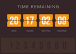 Vector flip countdown clock counter timer - days, hours, minutes and seconds. Dark background.