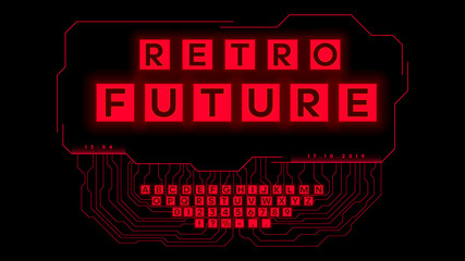 Wall Mural - Retrofuturistic sci-fi glowing red vector font design. English letters, numbers and symbols. Digital hi-tech style symbols. Typography design for headlines, labels, posters, cover. Eps 10.