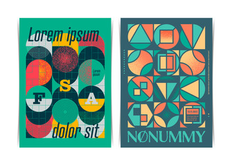 Two Modern Geometric art posters template. Vector illustration.