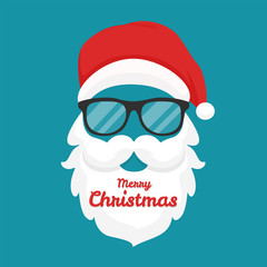 Wall Mural - santa claus banner vector wearing glasses and mustache merry christmas label.