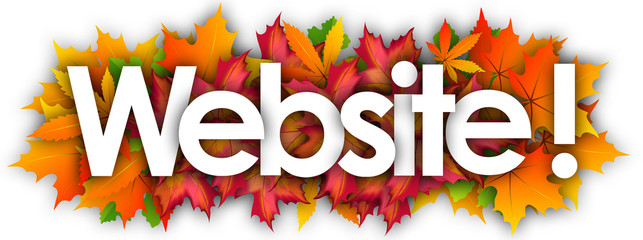 Wall Mural - website word and autumn leaves background