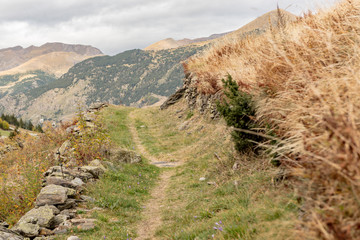 The mountain autumn landscape with colorful forest in Andorra.