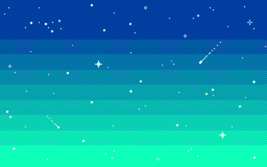 pixel art star sky at evening. vector illustration.