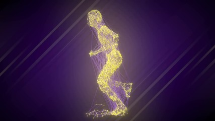 Leinwandbilder - Abstract running wire man in modern style. Technology lines concept design. 3d rendering digital seamless loop animation. 4K, Ultra HD resolution