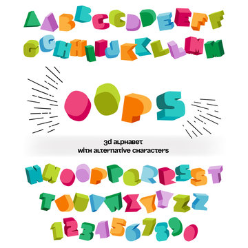 Colorful fun font like toy bricks.