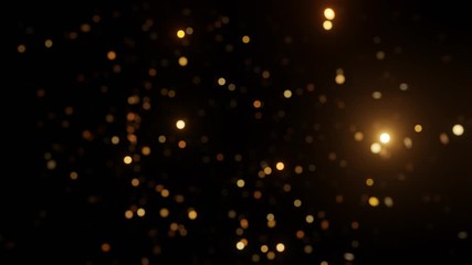 Wall Mural - Abstract motion background shining gold particles. Shimmering Glittering Particles With Bokeh. Seamless 4K loop video