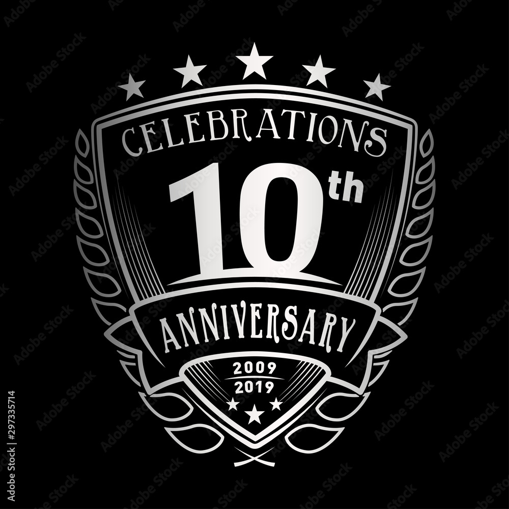 10th shield anniversary logo. 10th years logo. Vector and illustration ...