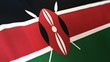 3D rendering of the national flag of Kenya waving in the wind. The banner/emblem is made of realistic satin texture and rendered in a daylight situation. 