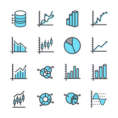 Poster - Set of Charts and Diagrams icon template color editable. Dot Plot, 3D Chart, Trend and more symbol vector sign isolated on white background vector illustration for graphic and web design.