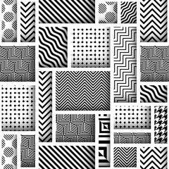 Leinwandbilder - Paper cut shapes design pattern. Seamless vector pattern. Patchwork block layered style.