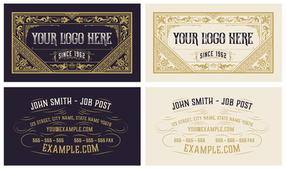 Vintage business card with floral ornaments