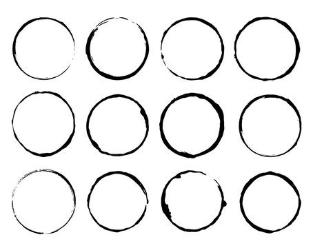 Vector set of grunge circle brush vector illustration