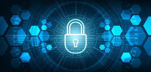 Technology Lock Security,protection and Safe Concept,on Global background Hi-tech and technology concept design.