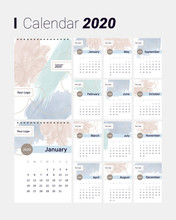 Calendar 2020 Vector Pocket Basic Grid.