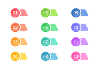 Poster - Set of сolorful bullet points. Web buttons. Vector elements.