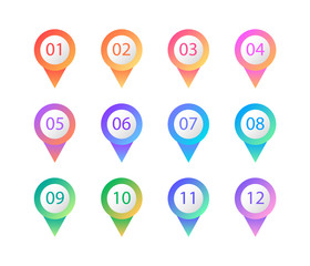 Poster - Colorful bullets points. Web buttons and markers. Vector elements