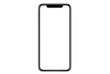 Fototapeta  - Studio shot of Smartphone iphoneX with blank white screen for Infographic Global Business Marketing investment Plan, mockup model similar to iPhone 11 Pro Max.