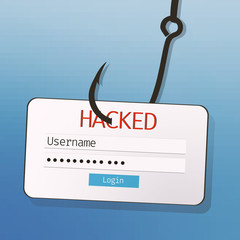 Leinwandbilder - Hook with username and password tag on blue background