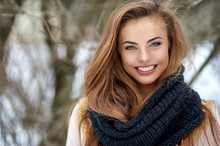 Beautiful Smiling Woman Winter Portrait