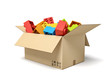 © gearstd - 3d rendering of cardboard box full of colorful toy bricks