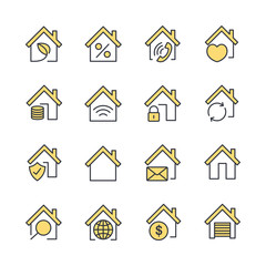 Poster - Home set icon template color editable. Home pack symbol vector sign isolated on white background illustration for graphic and web design.