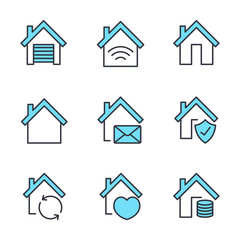 Poster - Home set icon template color editable. Home pack symbol vector sign isolated on white background illustration for graphic and web design.