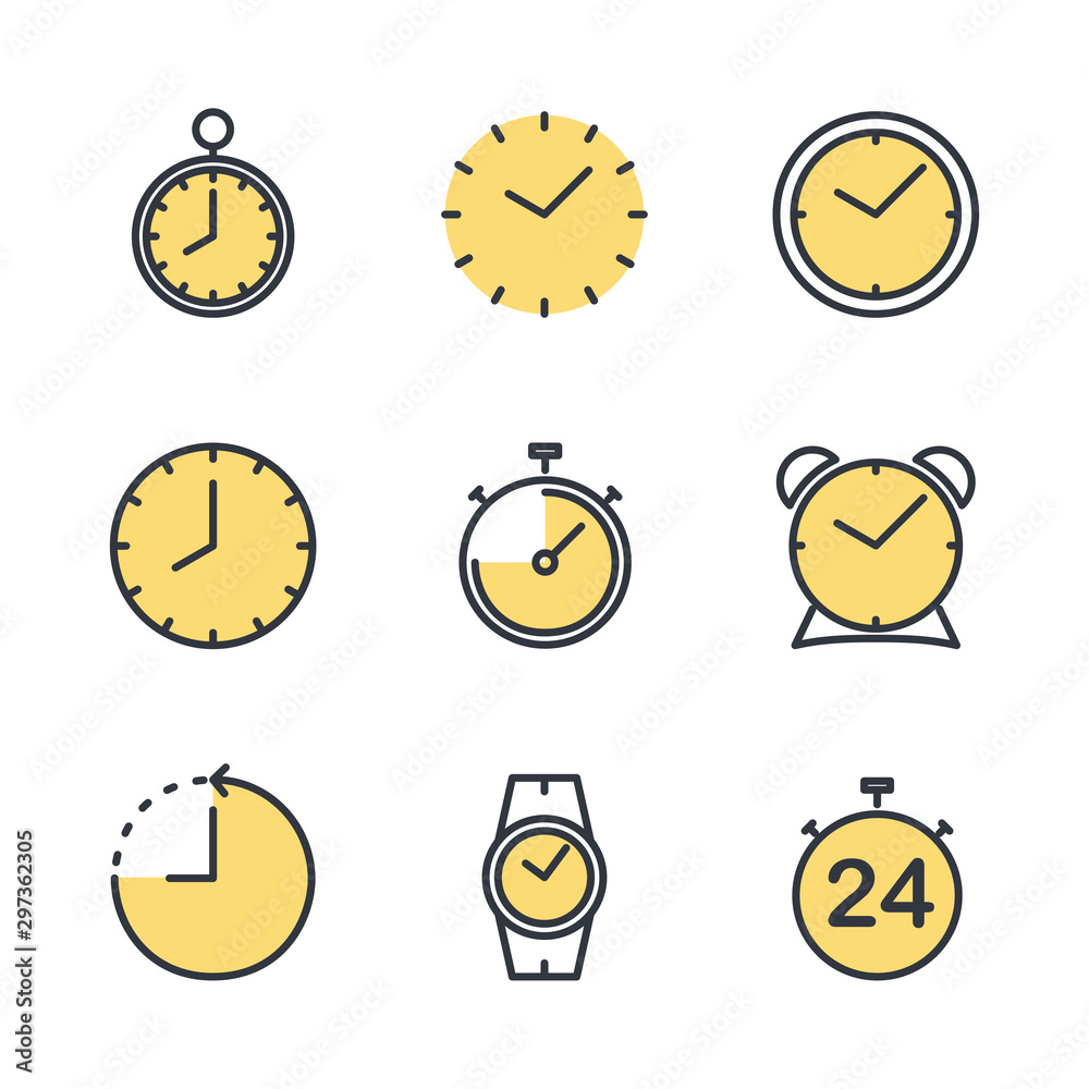 Simple Set of Time icon template color editable. Contains such Icons as ...