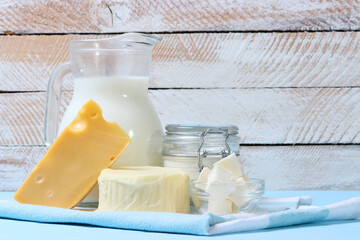 set of dairy products on the table.