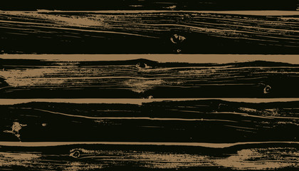 Weathered Dark Brown Wood Planks Vector Background. Wood Grain Overlay Texture.