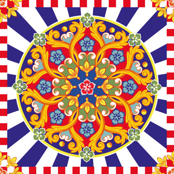seamless bright background. colorful ethnic round ornamental mandala. trendy pattern. vector illustr