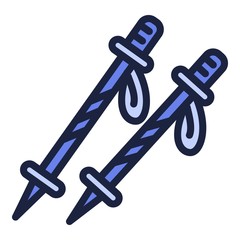 Poster - Ski sticks icon. Outline ski sticks vector icon for web design isolated on white background