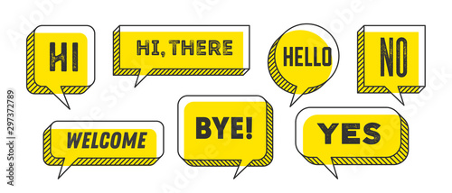 Fotografía Speech Bubble. Set of 3d and 2d line speech bubble